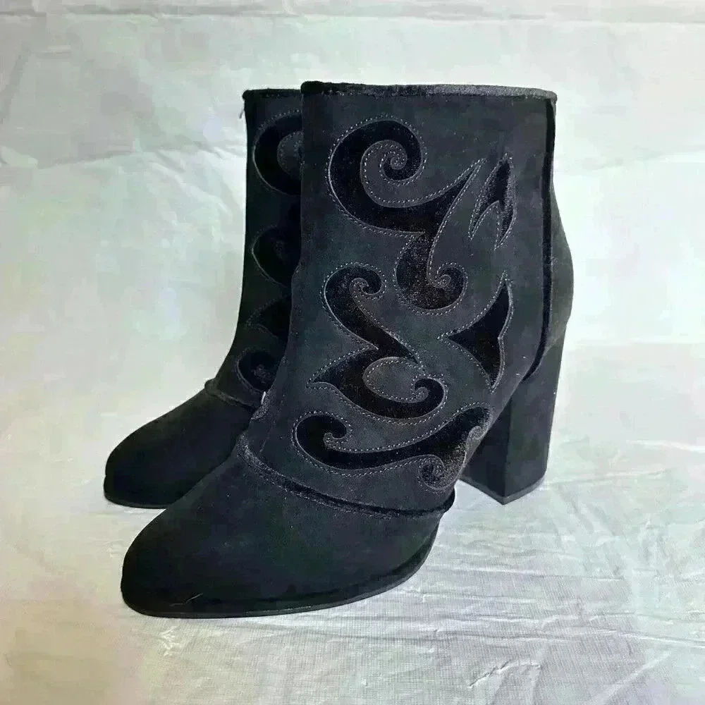 Cloudwalkers Green Avenue Broome Boots/Booties Size US 9W Black Velvet Burnout